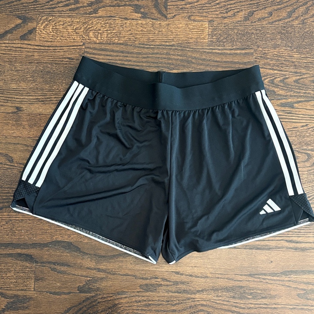 adidas Women's Black Athletic Shorts with White Stripes